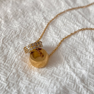 Dual Barrel Crystal Cylinder Pendant Necklace