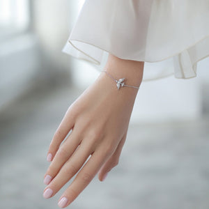 Dainty Peace Dove Pave Wing Chain Bracelet