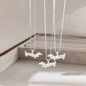 Dainty Matte Dachshund Dog Charm Necklace