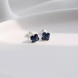 Blue Square Sapphire Cartilage Stud Earrings