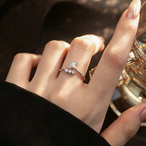 Ginkgo Leaf CZ Cluster Adjustable Open Ring
