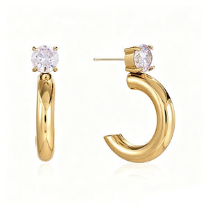 Chunky Geometric Moissanite Hoop Earrings