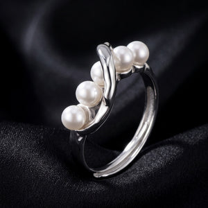 Organic Wavy Multi Pearl Stacking Open Ring