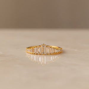 Dainty Tiara Graduated Baguette CZ Band Ring