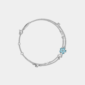 Blue Flower Butterfly Double Chain Bracelet