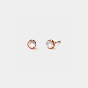 Tiny Small Round Moonstone Stud Earrings