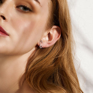 Classic Punk Pave CZ Paperclip Stud Earrings