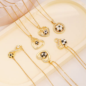Heart Infinity Football Pendant Necklace