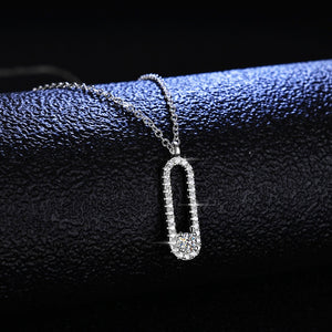 Moissanite Locker Paperclip Pendant Necklace