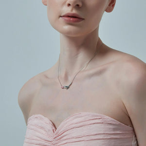 Pink Tulip Flower Horizontal Charm Necklace