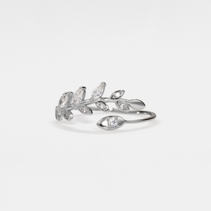 Olive Leaf Branch Bypass Stacking Ring