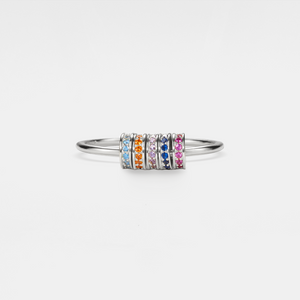 Rainbow Bead Anxiety Fidget Spinner Ring
