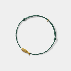 Gold Fish Charm Braid Rope Cord Bracelet