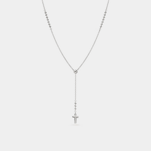 Tiny Small Cross Drop Bead Chain Y Necklace