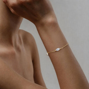 Marquise CZ Tiny Drop Charm Chain Bracelet