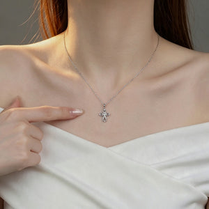 Textured Filigree CZ Cross Pendant Necklace