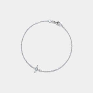 Moissanite Cross Charm Stacking Bracelet