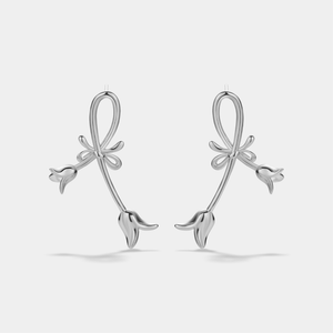 Tulip Flower Bow Statement Stud Earrings