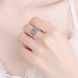 Dainty Moissanite Flower Engagement Band Ring
