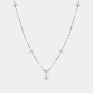 Four Petal Flower Charm Layering Necklace