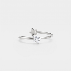 Dainty Double Star Stacking Bypass Ring