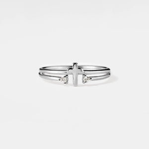 Cross Double Row Stacking Band Ring
