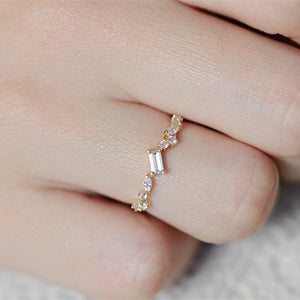 Mixed CZ Cluster Wave Stackable Band Ring
