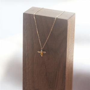 Dainty Yellow Bumble Bee Pendant Necklace