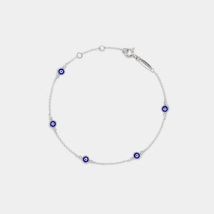 Blue Evil Eye Station Charm Beach Anklet