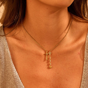 Asymmetric Cross Heart Negligee Necklace