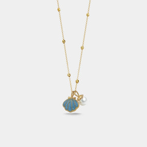 Seashell Pearl Ocean Inspired Charm Necklace