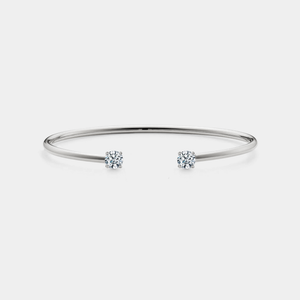 Twin Moissanite Open Cuff Bangle Bracelet