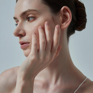 Natural Oval Cut Rose Quartz Stacking Ring