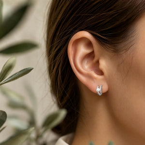 Dainty Dual Layer Pearl Huggie Hoop Earrings