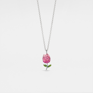 Dainty Pink Tulip Flower Pendant Necklace