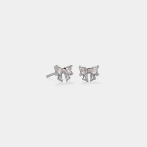 Tiny Small Pink Bow Tie Stud Earrings