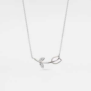 Opal Tulip Flower Charm Pendant Necklace