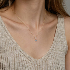 Dainty Multi‑Color Square CZ Charm Necklace
