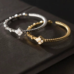 Sparkling Asymmetric Textured Stacking Ring