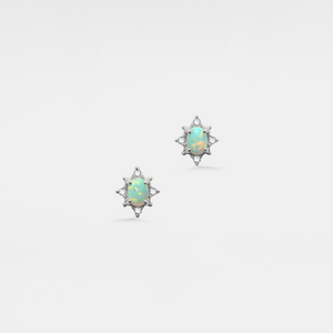 Vintage Tiny Small Opal Star Stud Earrings
