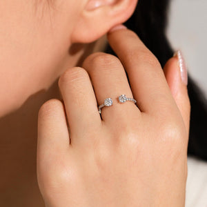 Double Round Moissanite Pave Stacking Ring