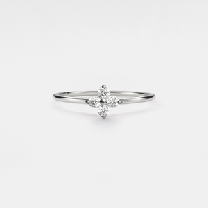 Flower Cluster Four Stone Clover Band Ring