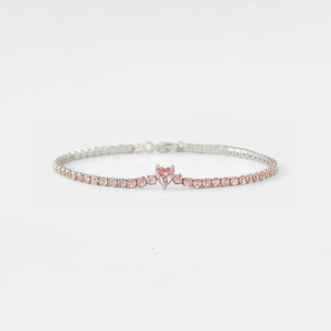 Pink Heart Charm Wedding Tennis Bracelet