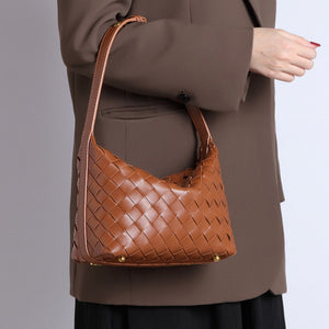 Convertible Woven Leather Hobo Handbag