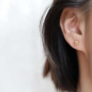 Champagne Cushion Cut Crystal Stud Earrings