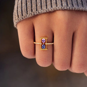 Hourglass Custom Birthstone Pave Band Ring