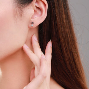 Dainty Star Scissors Motif Pave Stud Earrings