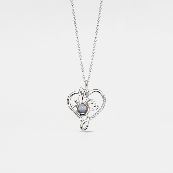 Butterfly Heart Photo Projection Necklace