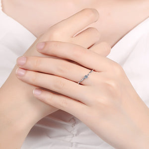 Tiny Moissanite Stacking Wavy Thin Band Ring