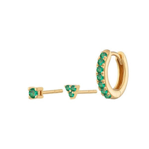 3 - Piece Colorful CZ Huggie Stud Earring Set - Perimade & Co.